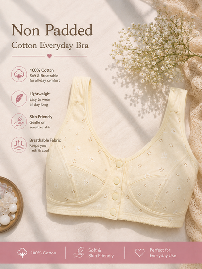 Soft Cotton Front Button Printed Bra